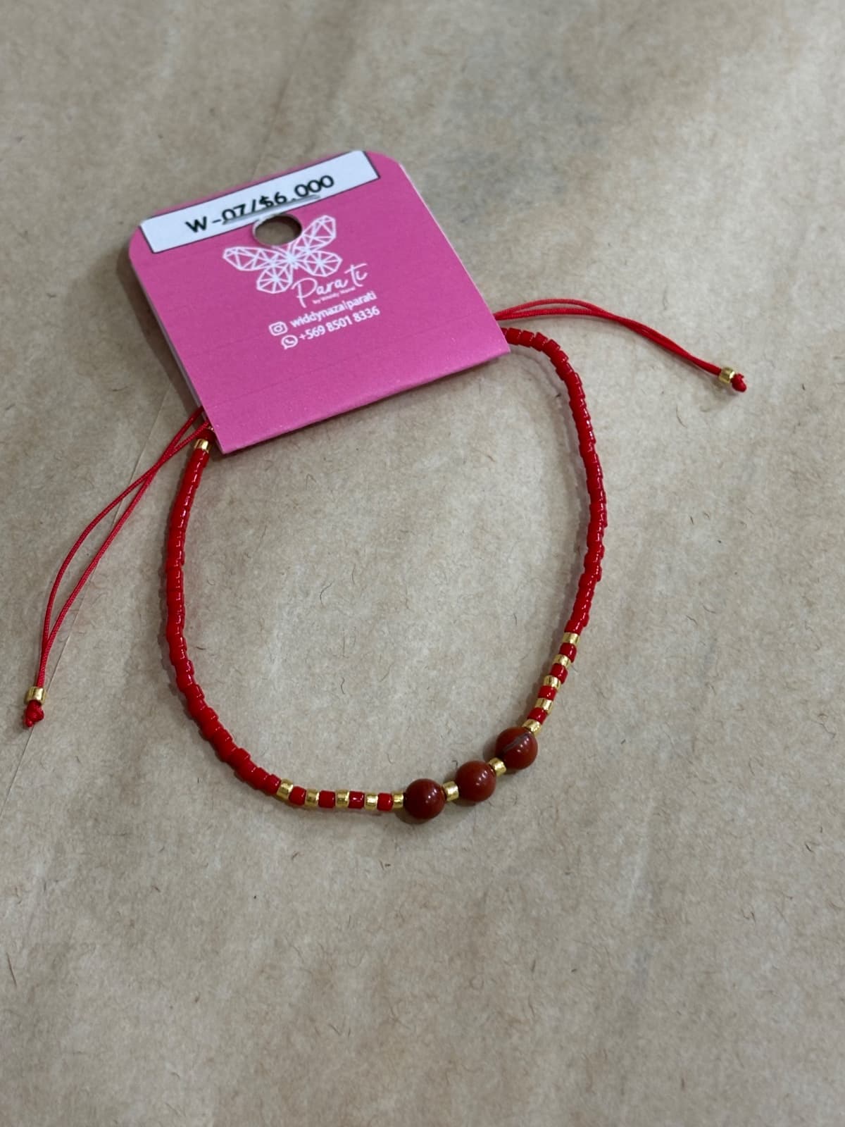 Pulsera Roja 3 piedras 
