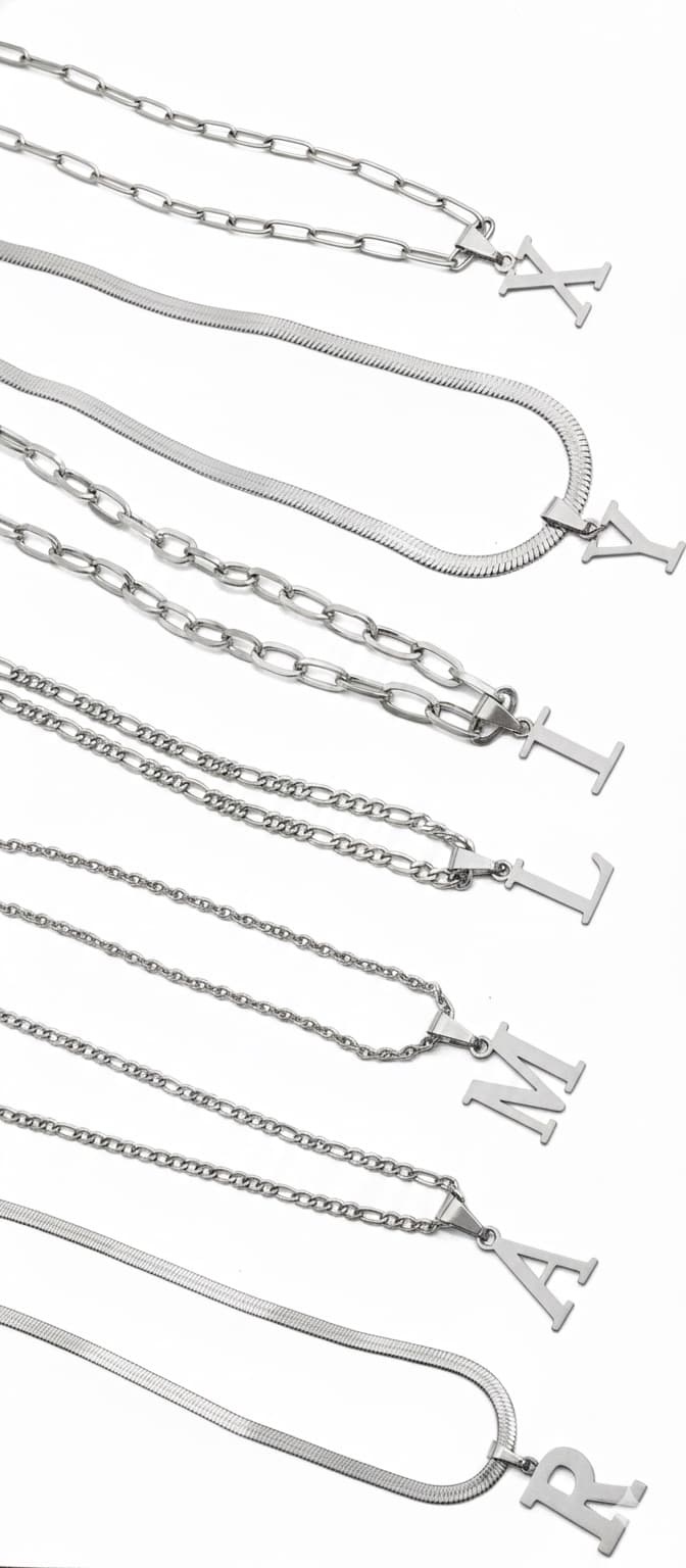 Cadenas + Colgante “Letras”  Acero 