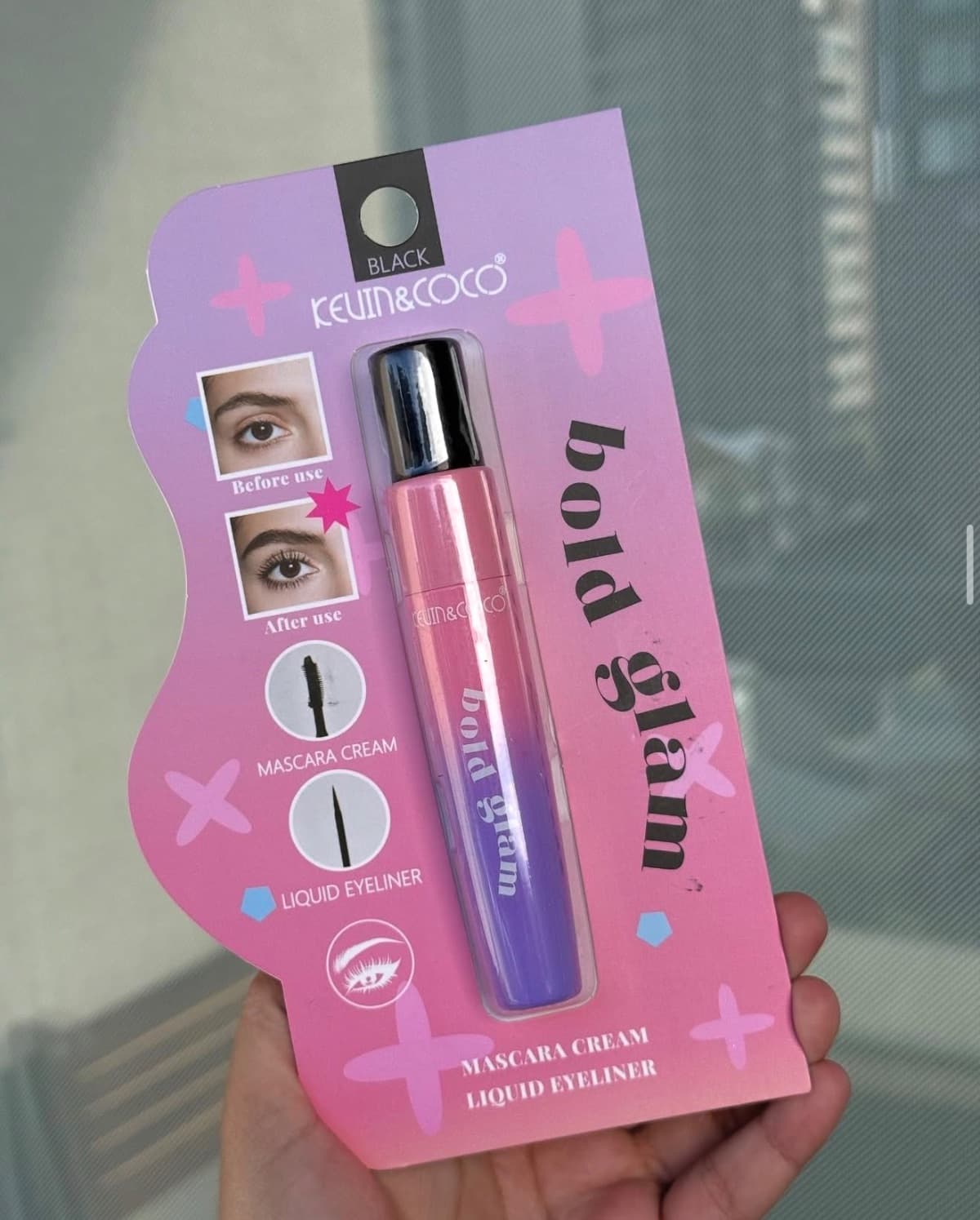 Máscara de pestañas y delineador 2 en 1 kevin  y coco