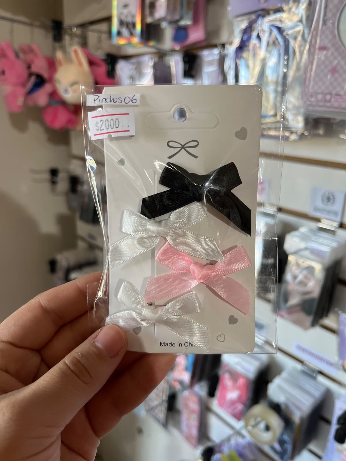 set pinches lazos tres colores