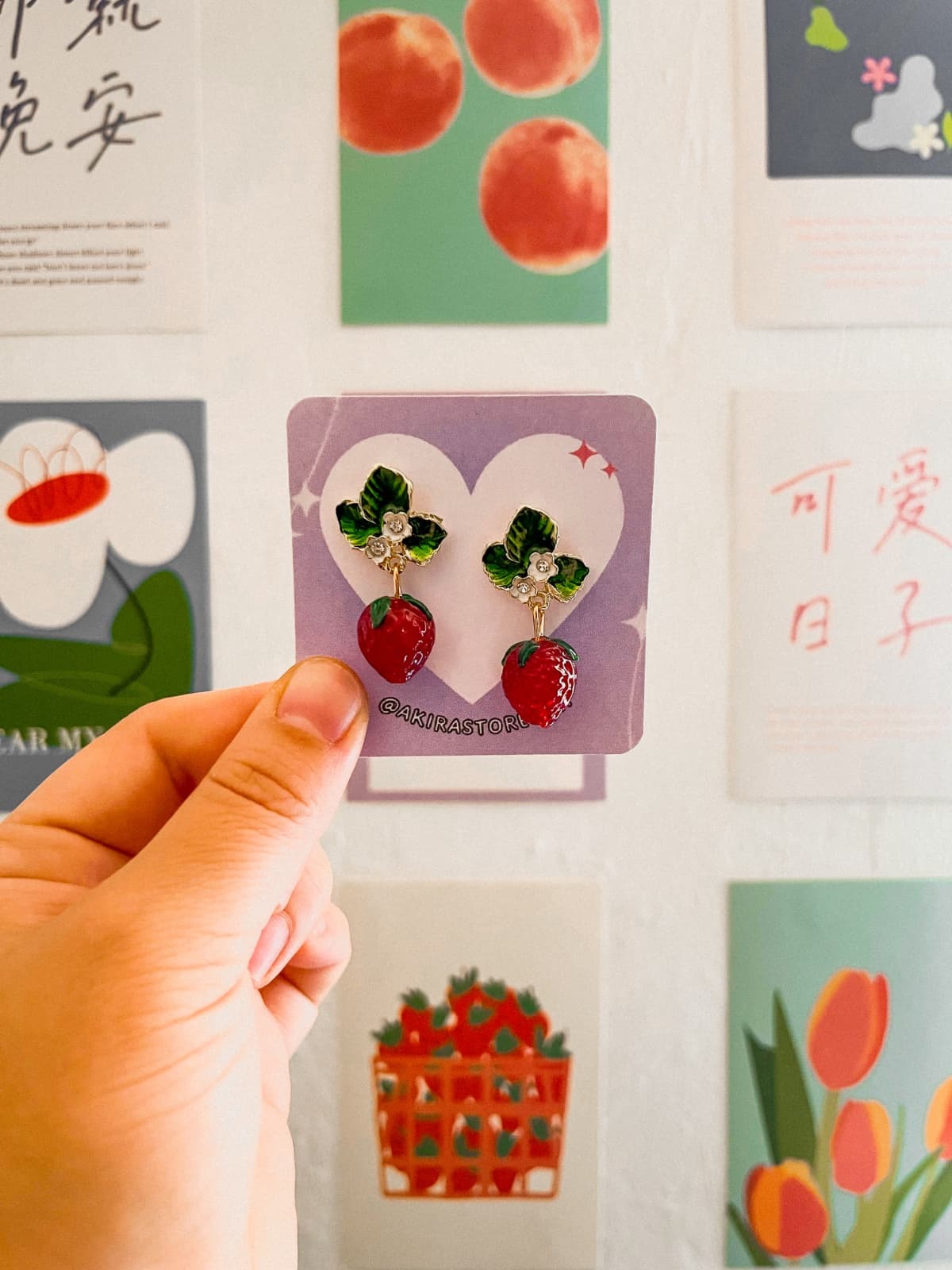 aros frutilla cortos