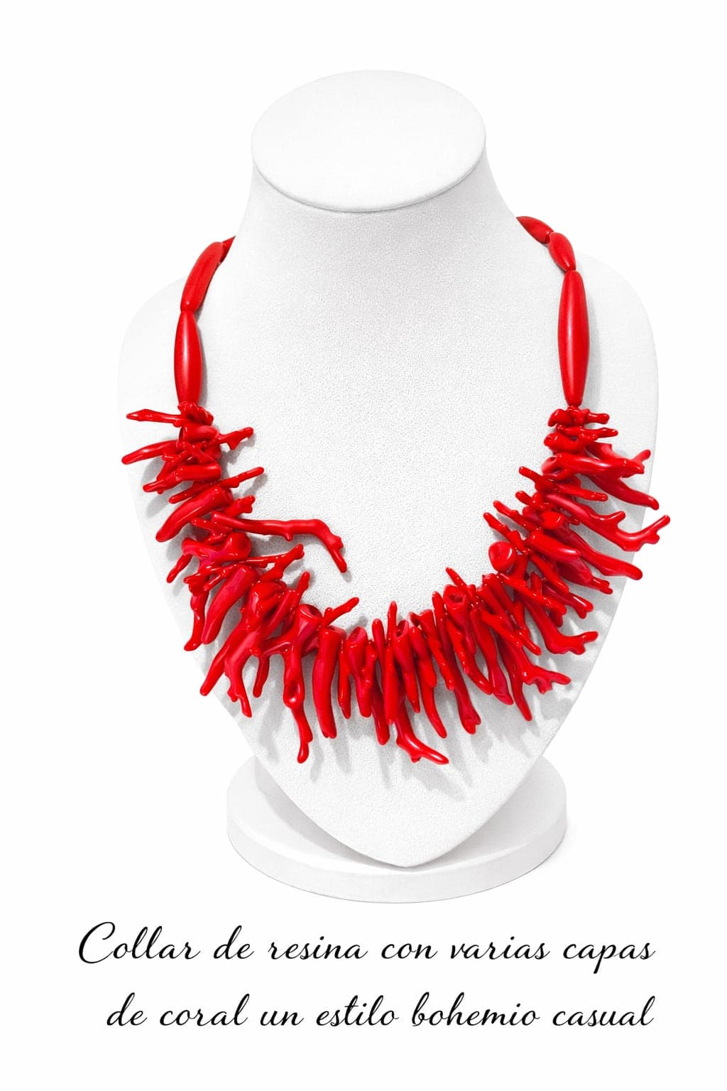 Maxi Collar Coral Rojo Pasión - Colección "Boho Chic"
