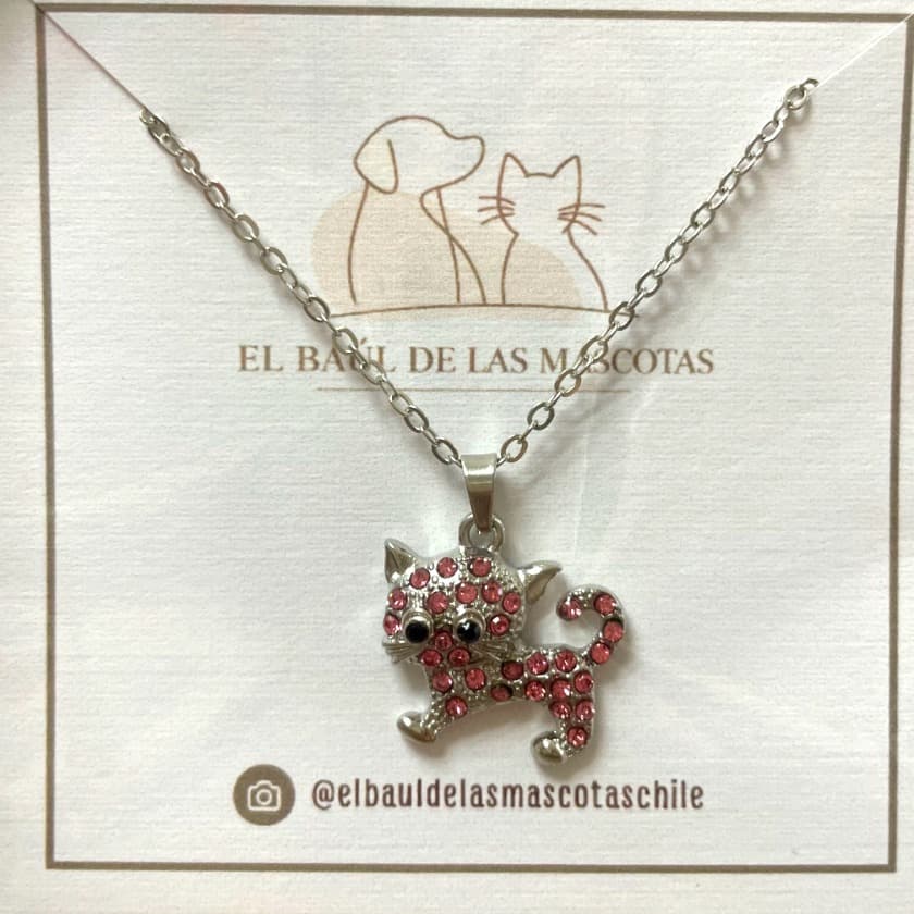 Collar gatito cristales rosa