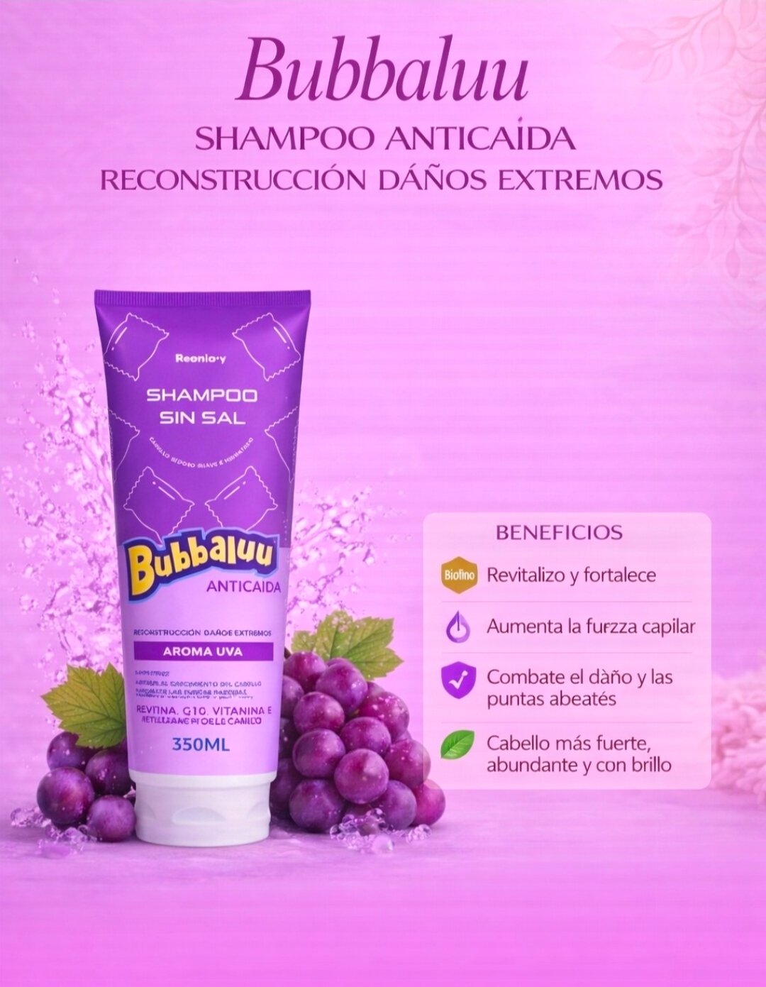 Shampoo anticaída/antifrizz uva