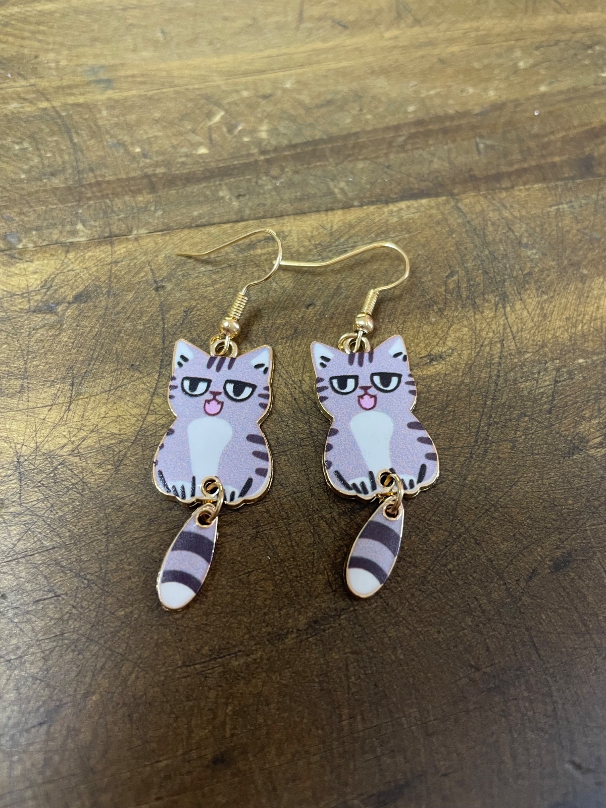 Aros colgantes gatito gris 1