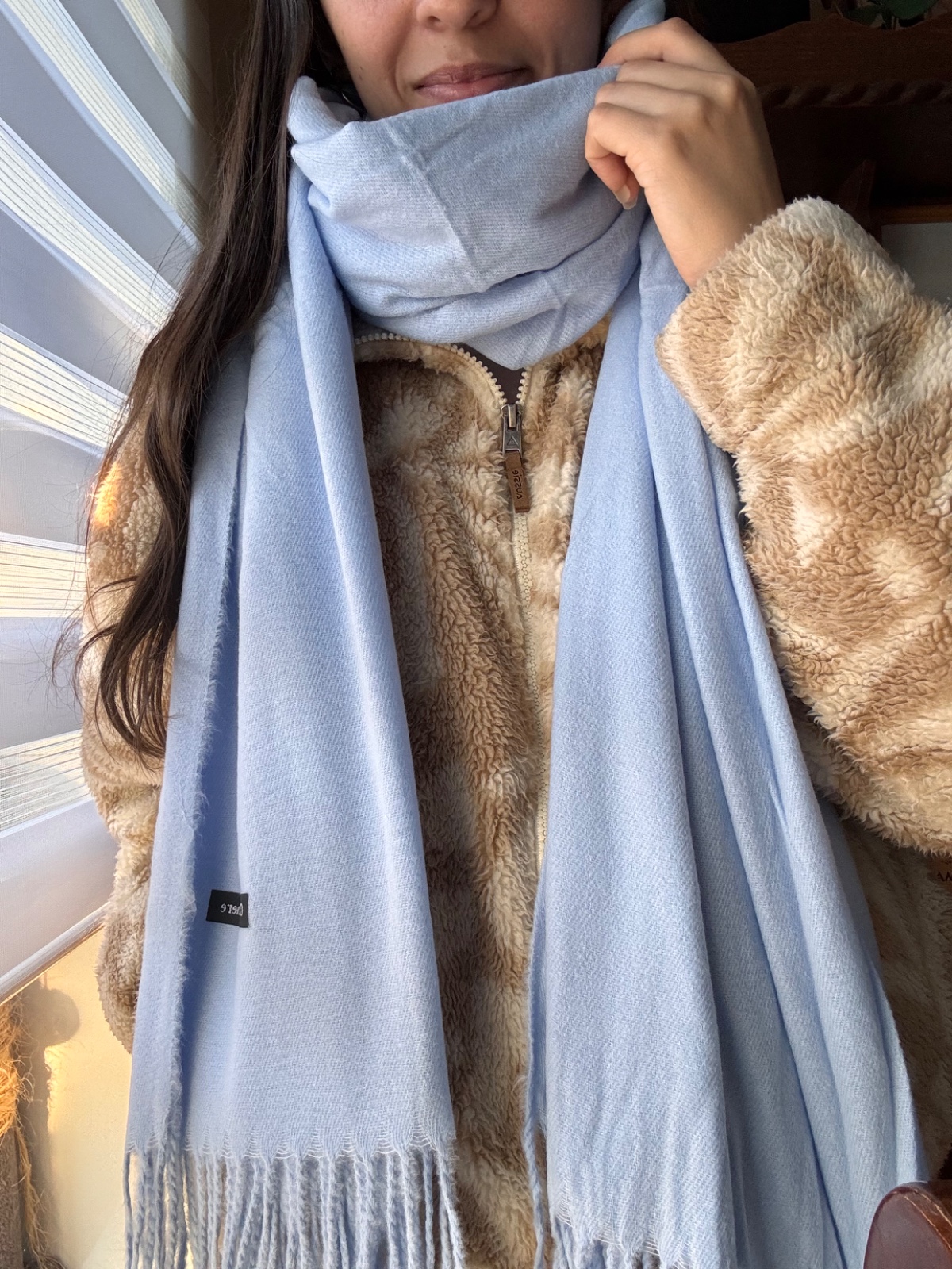 Bufanda cashmere celeste pastel