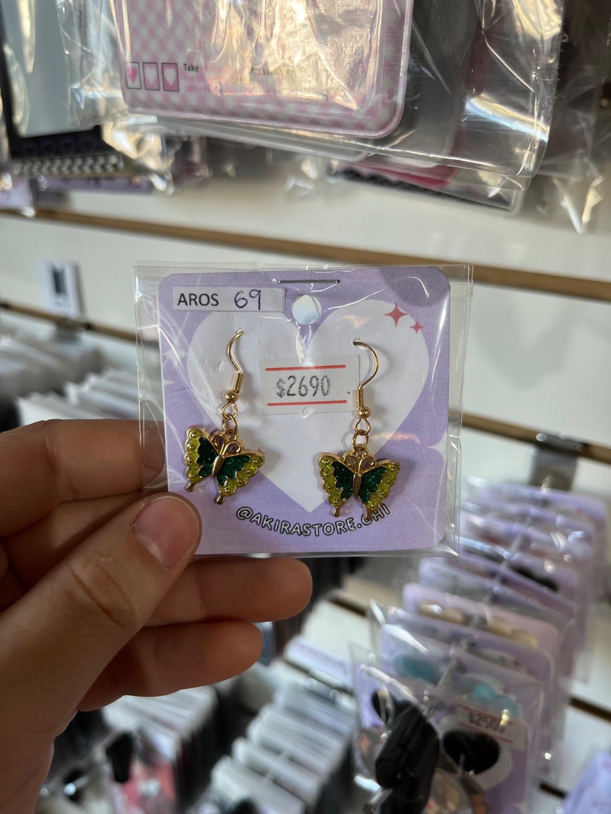 aros mariposa verde con dorado 1