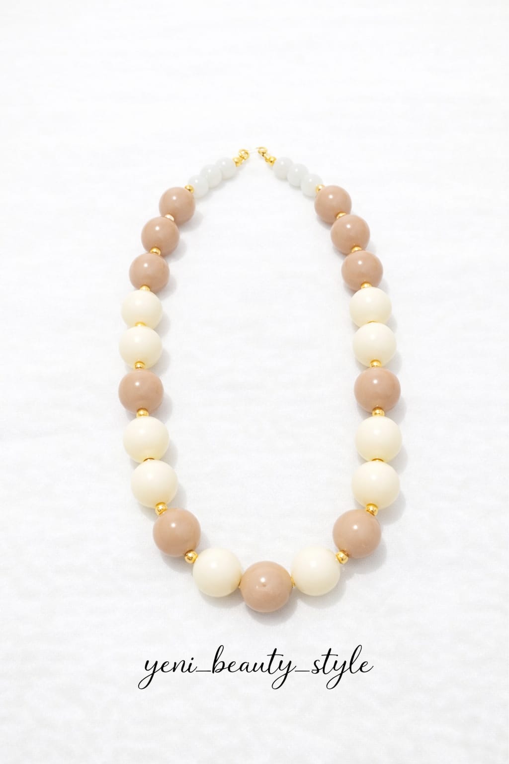 Collar de Perlas XL en Tonos Crema y Café - Colección "Nude Elegance" 1