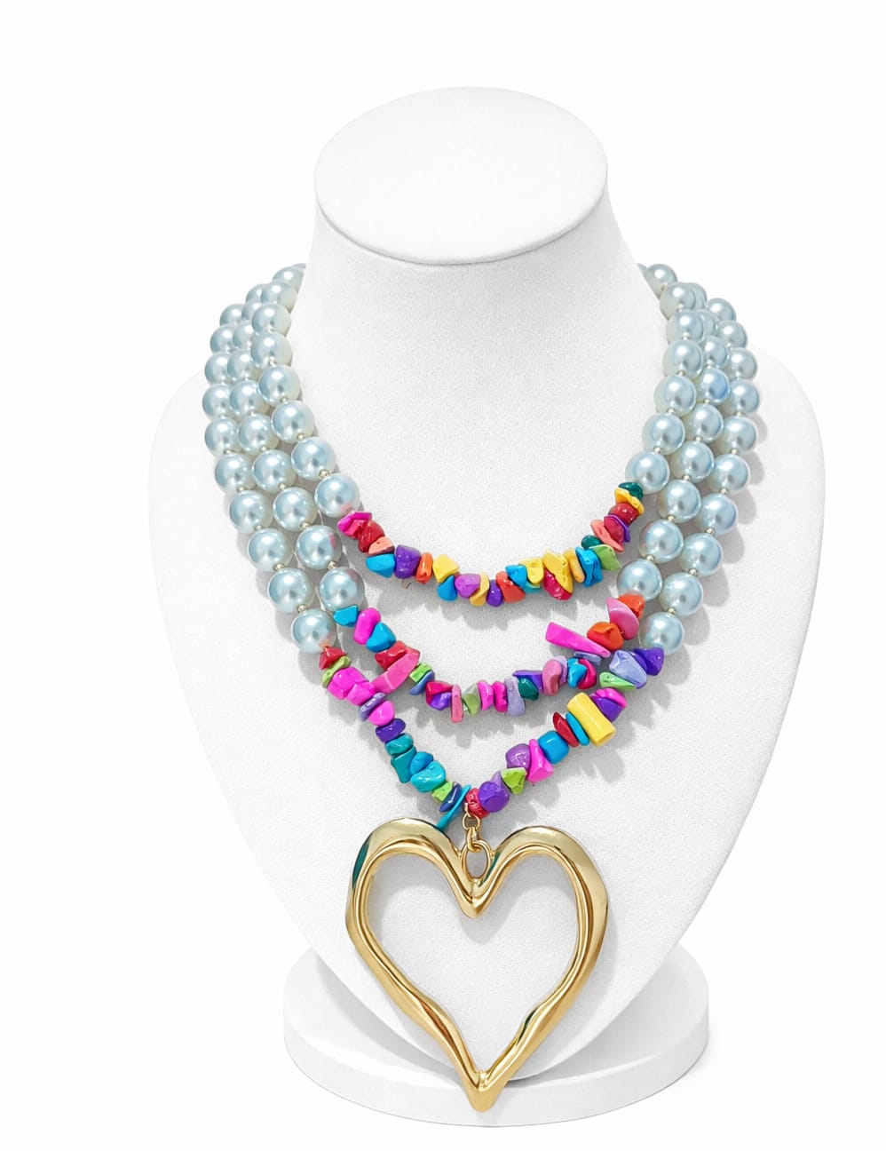 Collar Perlas & Color Corazón 1