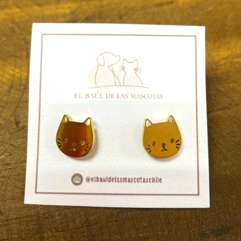Aros carita gatito dorado 1
